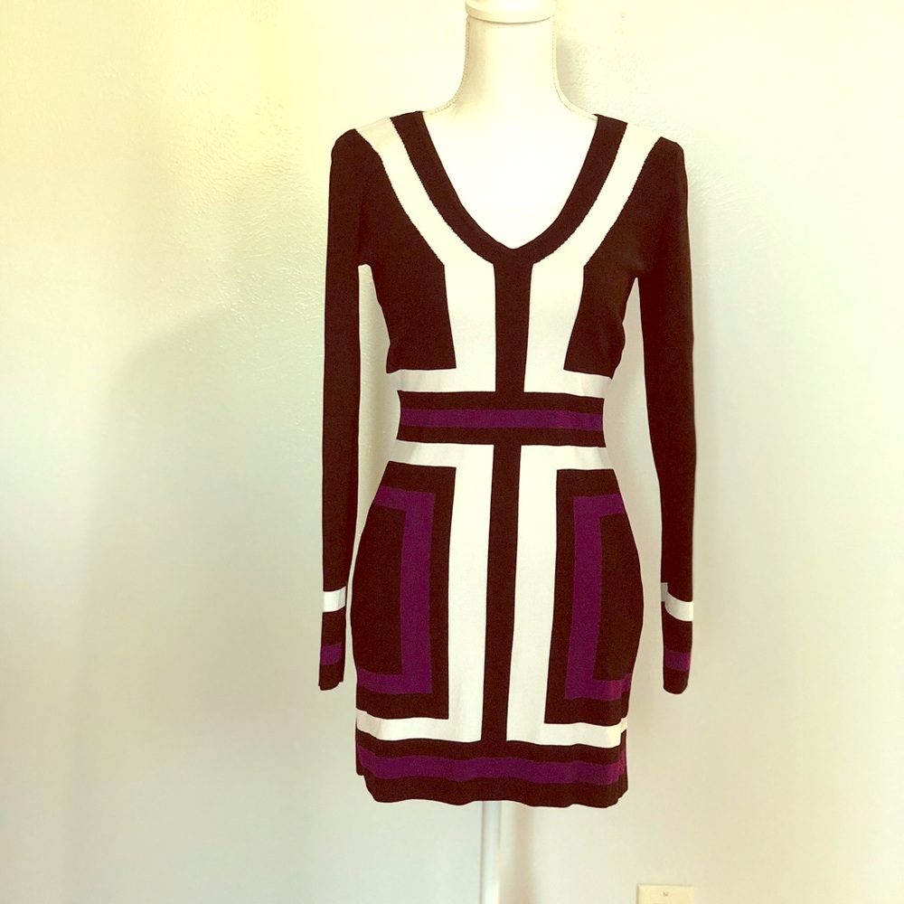 Long Sleeve Color Block Dress